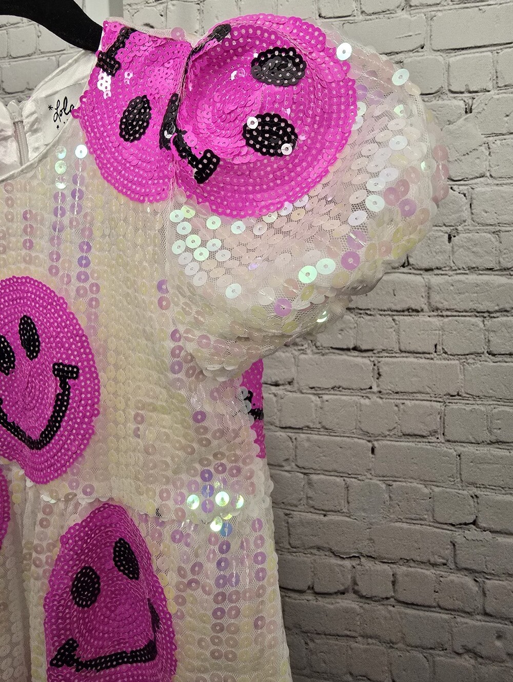 Lola + The Boys - Girls Pinkie Happy Emoji Dress - Picture 2 of 8